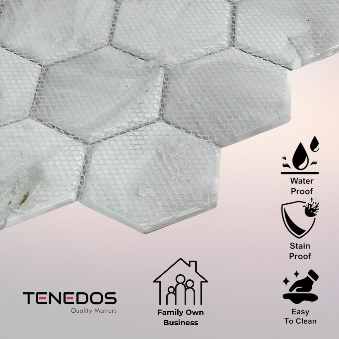 Tenedos HTC150 Violet Hexagon 10.95 in. x 12.6 in. Mixed Glass Floor and Kitchen Bathroom Wall Tile (0.96 sq. ft./Each)