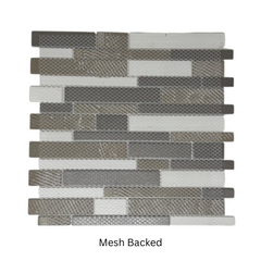 Tenedos Urban Mix Linear Glass Mosaic Tile – 12x12 Inch Sheet, Multi-Finish Grey and White Kitchen Backsplash & Bathroom Wall Tile – Modern Glass Accent for Home & Commercial Use (10 Sheet)