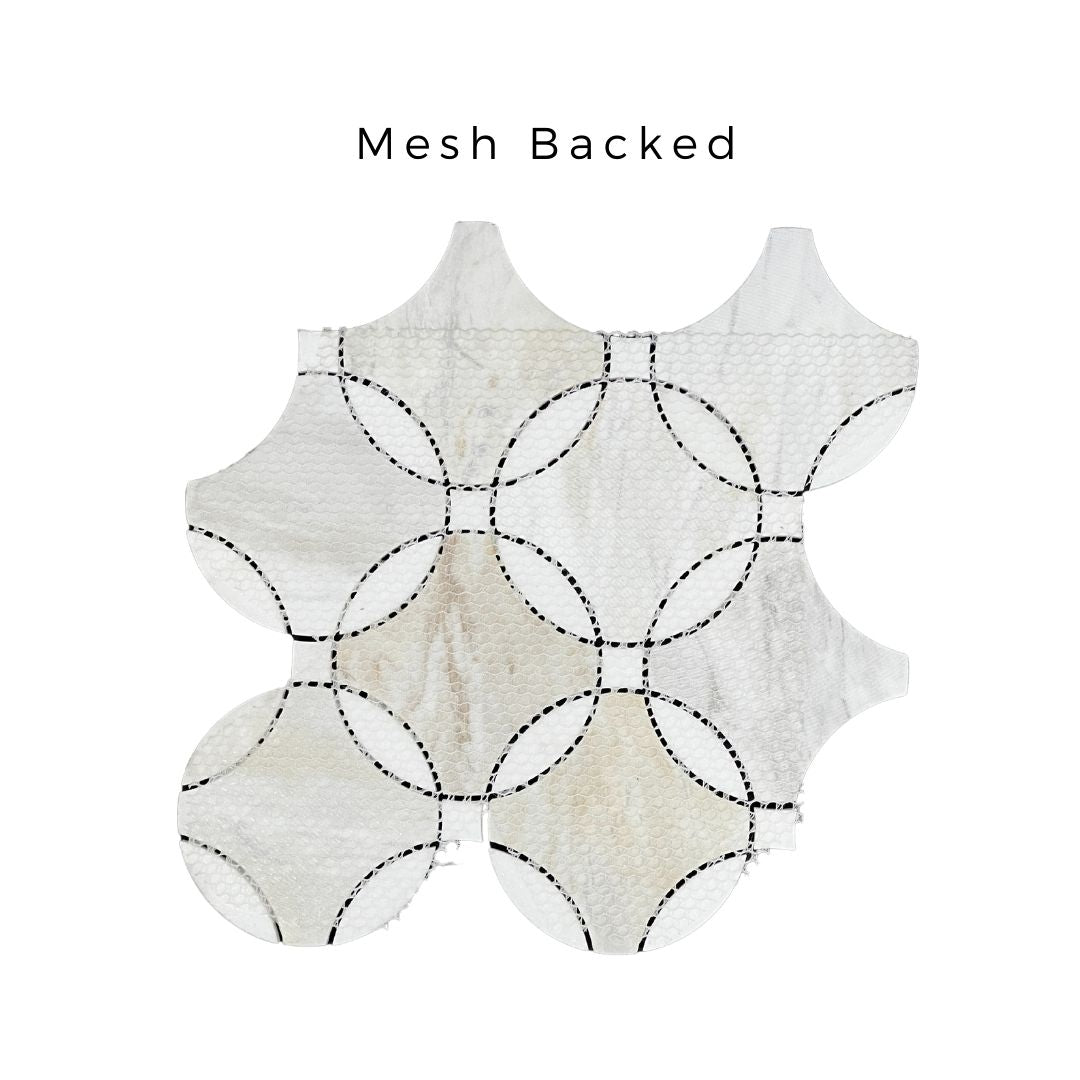 Tenedos HTC188 Golden Radiance Polished Marble Mesh-Mounted Mosaic Tile