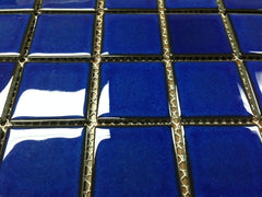 2x2 Dark Blue Glossy Square Wall Cover Panels (1 sheet)