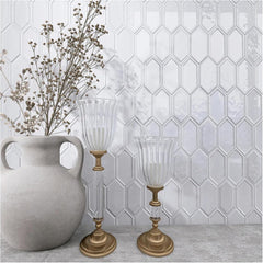 Tenedos Bright Picket Glass Mosaic Tile – 13.3" x 10.2" Glossy Finish, Kitchen Backsplash, Bathroom, Shower Wall & Accent Tile