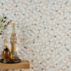 Tenedos Tuscan Mirage Arabesque Honed Marble Mosaic Tile 12x12 in Multicolor for Kitchen Backsplash Bathroom Wall Shower Floor Fireplace Accent Natural Stone (1 Sheet)