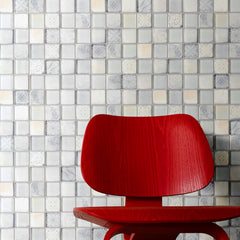 Contemporary 2x2 White Square Glass Design for Home Interiors - Kitchen & Bath Accent (1 Sheet)