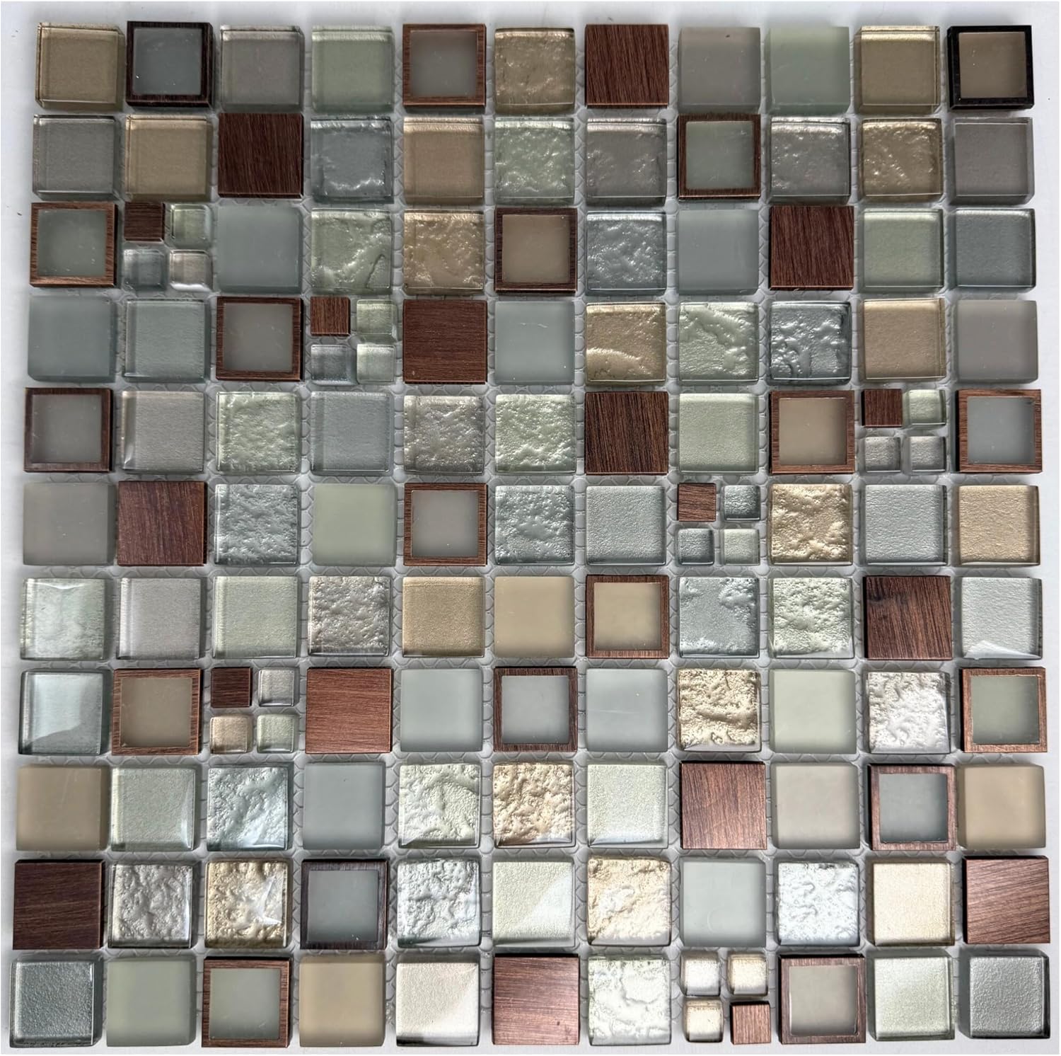 Tenedos Urban Alloy Glass & Metal Mosaic Tile 12" x 12" Mesh-Mounted Sheet – Bronze Gray Mix for Wall, Backsplash, and Fireplace Accent (5 Sheets)