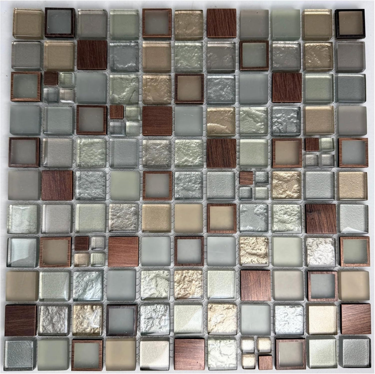 Tenedos Urban Alloy Glass & Metal Mosaic Tile 12" x 12" Mesh-Mounted Sheet – Bronze Gray Mix for Wall, Backsplash, and Fireplace Accent (5 Sheets)