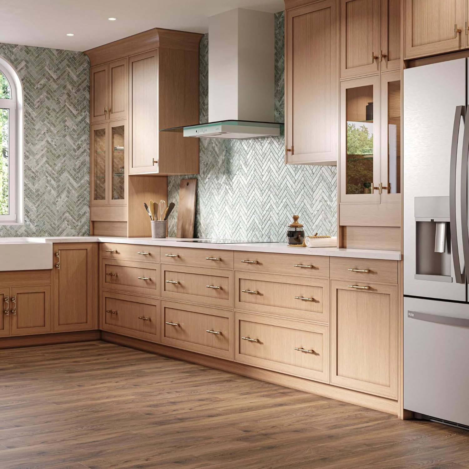 Tenedos Sage Mist Herringbone Marble Mosaic Tile – 12" x 12" Green Natural Stone Sheet for Wall, Backsplash, and Bathroom Accent (5 Sheets)