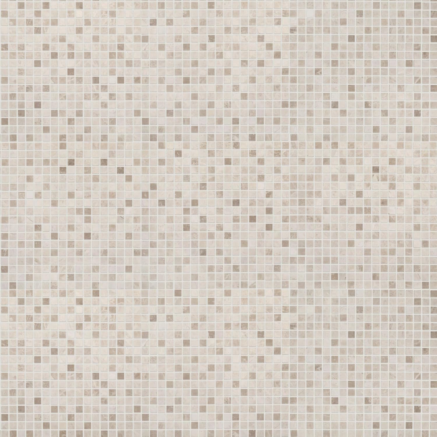 Tenedos 12x12 Beige Tumbled Marble Mosaic Tile – 0.6" Square Chips, Indoor/Outdoor Floor & Wall Use, Water-Resistant, Shower Floor & Wall Suitable, Natural Stone (1 Sheet)