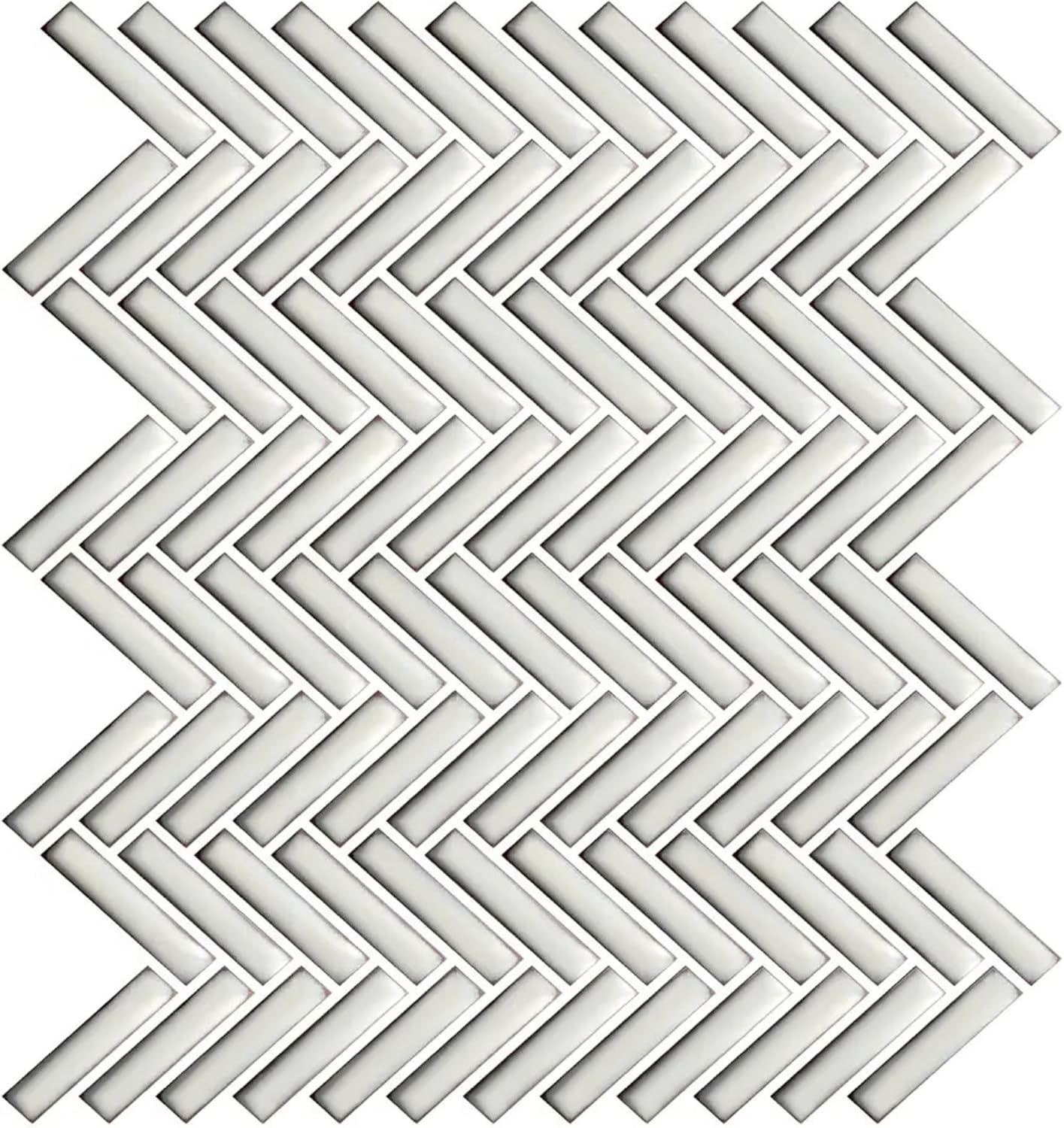 Tenedos HTCRC Antique White Porcelain Herringbone Mosaic Tile Glossy Finish for Bathroom, Kitchen Backsplash, Shower Walls, Laundry Room & Indoor Use