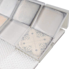 Contemporary 2x2 White Square Glass Design for Home Interiors - Kitchen & Bath Accent (1 Sheet)