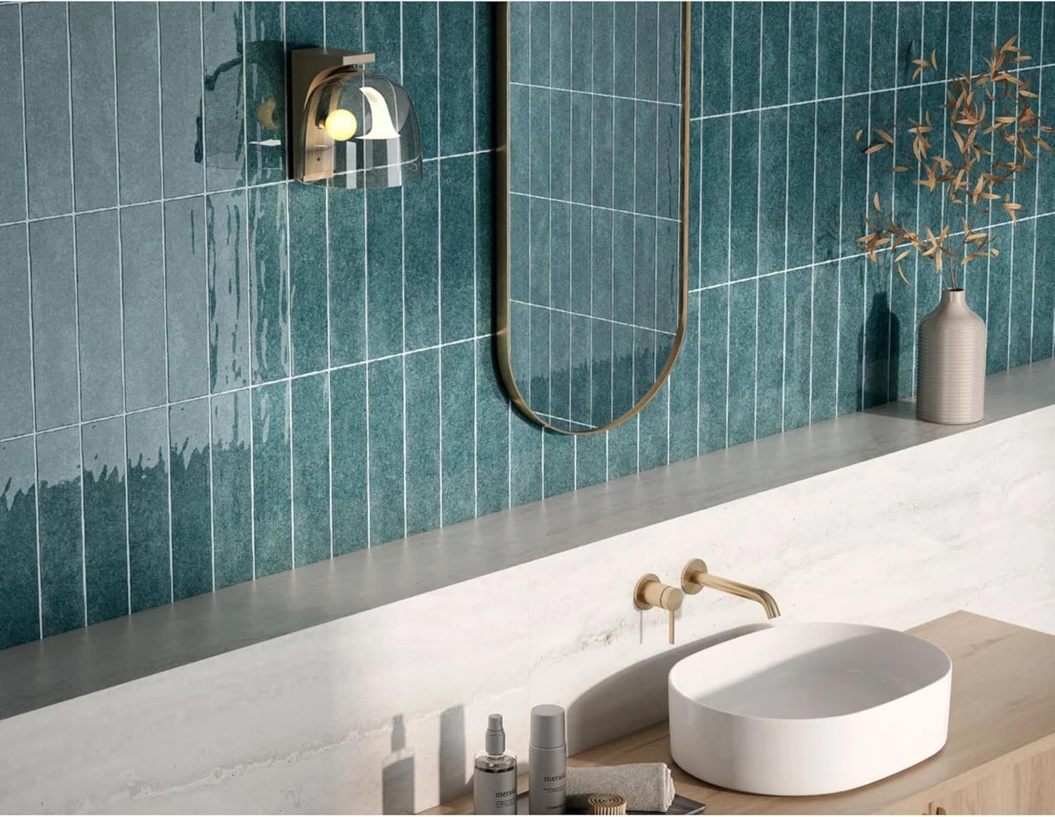Tenedos HTCRC 3x12 Glossy Ceramic Wall Tile – Kitchen Backsplash Bathroom Wall Shower Accent – Decorative Color Variation – 1 Box (50 Pieces)