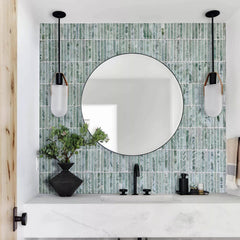Tenedos Green Mist Honed Marble Tile – 2” x 8” Premium Natural Stone for Bathroom Floor, Shower Walls, Kitchen Backsplash, Fireplace Surround & Indoor Wall/Floor (1 Sheet)