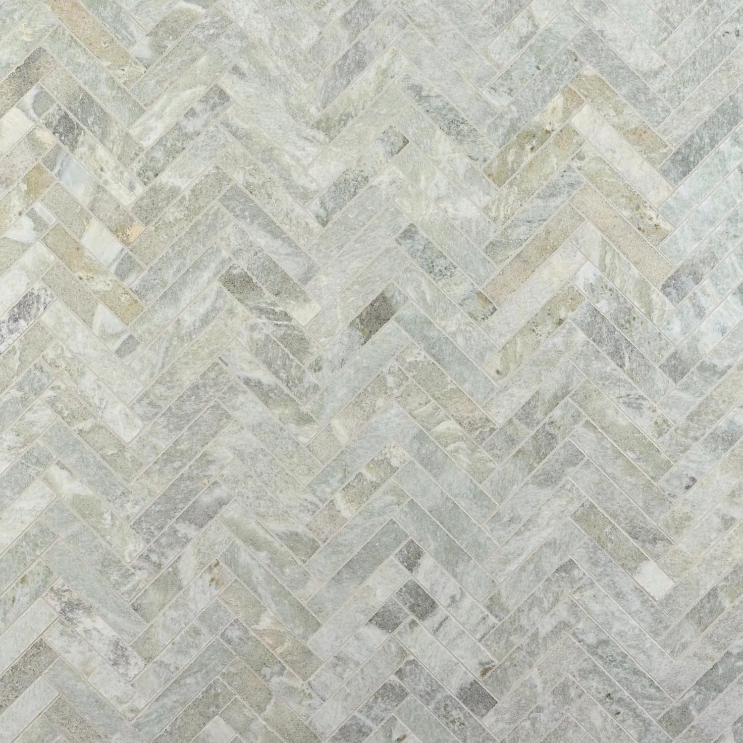 Tenedos Sage Mist Herringbone Marble Mosaic Tile – 12" x 12" Green Natural Stone Sheet for Wall, Backsplash, and Bathroom Accent (5 Sheets)