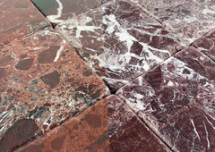 Vintage Burgundy Marble 4x4 Aged Tumbled Tile - Indoor & Outdoor Use (1 Sq.Ft - 9 Pcs)