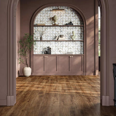 Tenedos Lunar Harmony Circles Marble Mosaic Tile – Polished Multi-Tone Natural Stone Pattern, 13x13 Mesh Sheet for Bathroom Walls, Shower Floors, Kitchen Backsplash (1 Sheet)