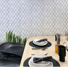 Tenedos HTCRC Bianco Carrara Eastern White Marble Gray Interlocking Mosaic Tile | 11 x 12 Inch Mesh-Mounted White Marble | Kitchen Backsplash Bathroom Shower Accent Wall