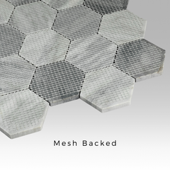 Tenedos Hematite Calacatta Hexagon Polished Marble Mosaic Tile-1 piece