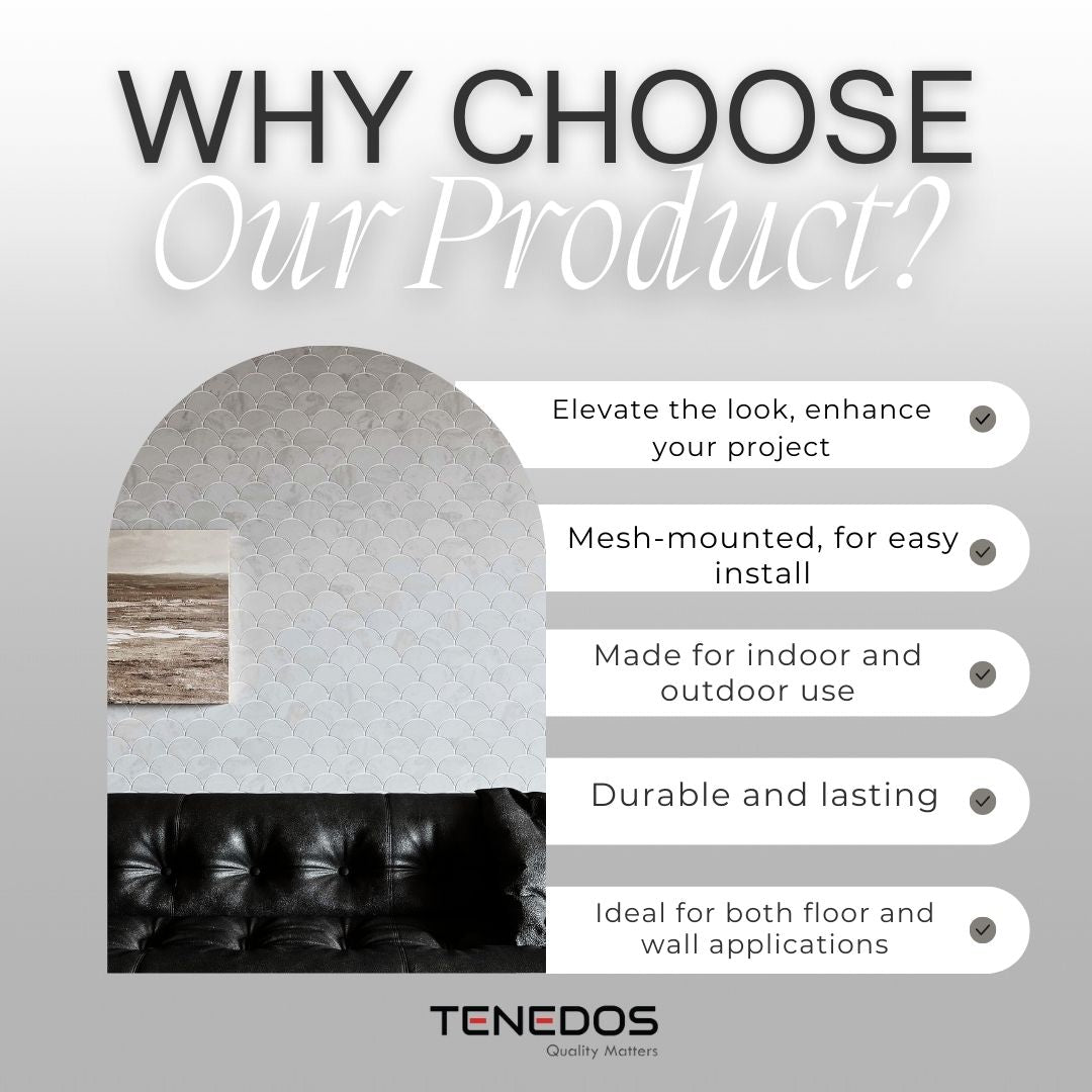 Tenedos HTC189 Luna Wave Honed Marble Mosaic Tile
