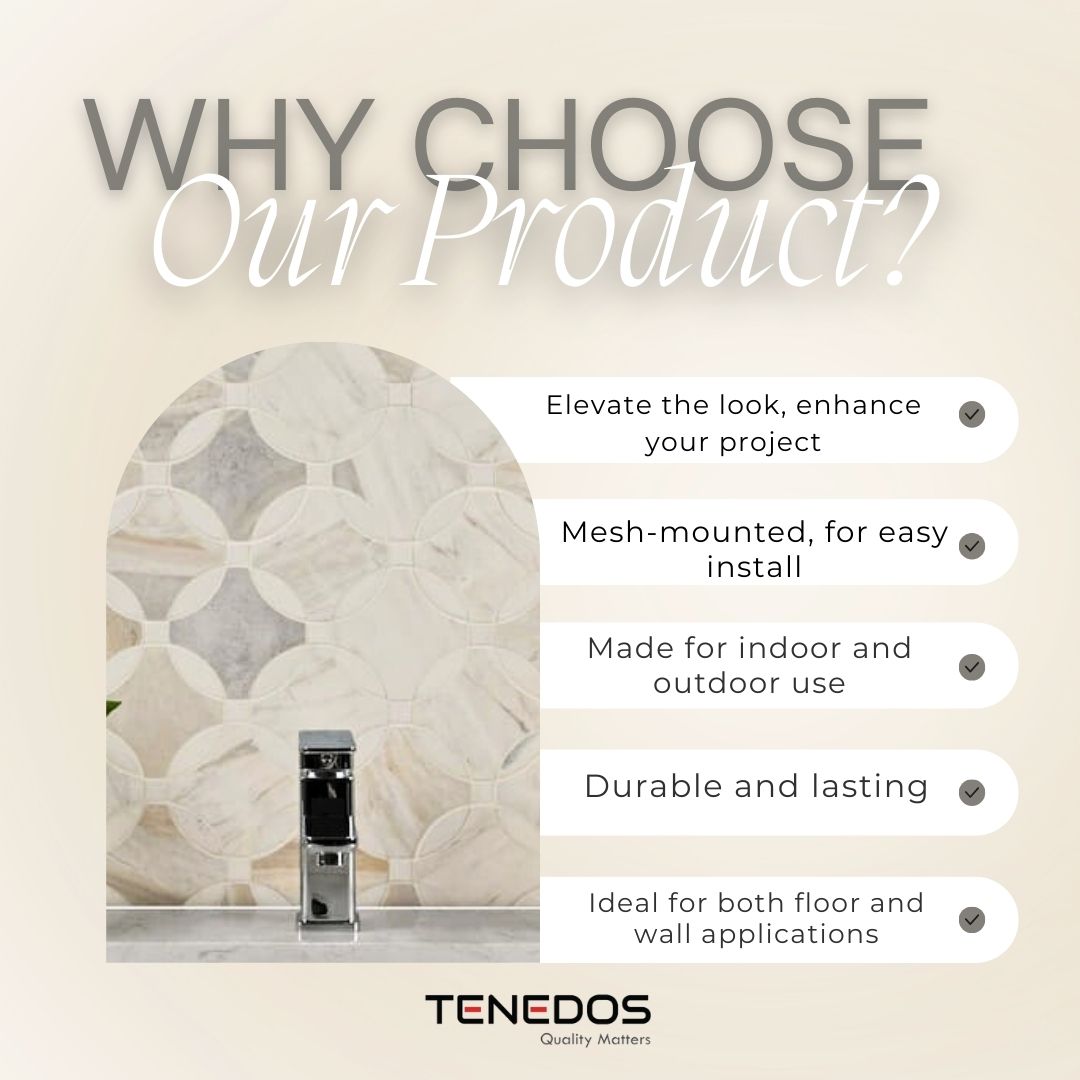 Tenedos HTC188 Golden Radiance Polished Marble Mesh-Mounted Mosaic Tile