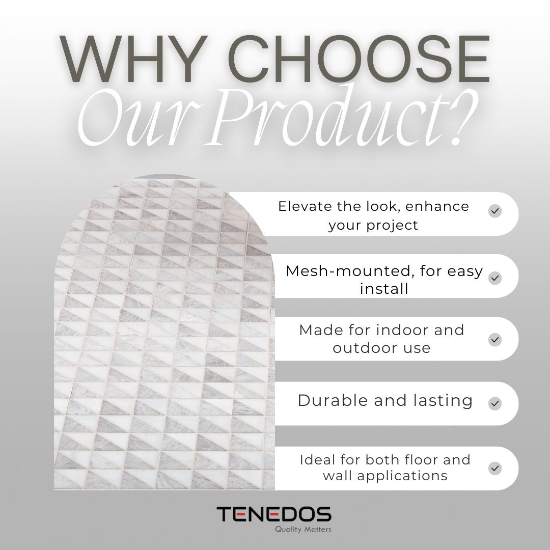 Tenedos HTC173 Nordic Edge Square Marble Mosaic Tile Matte Finish