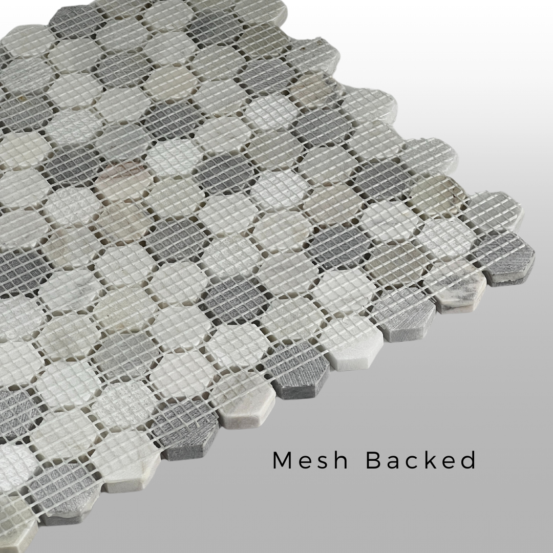 Tenedos Moonstone Hexagon 1 in. Multi Finish Marble Mosaic Tile- 1 piece