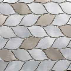 Luxury Silver & Bronze Leaf Metal Mosaic Tile - Aluminum Backsplash for Kitchen & Bathroom Walls (1 Sheet)