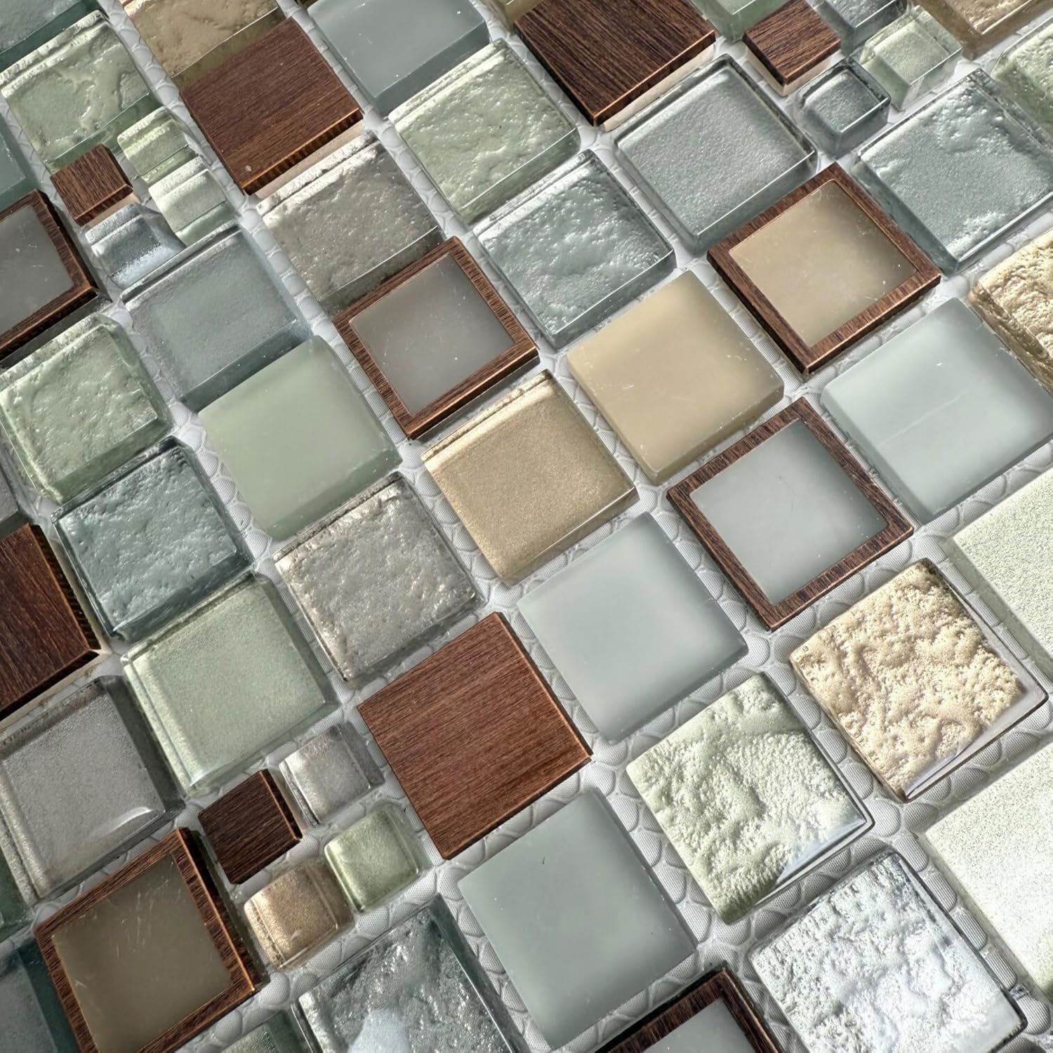 Tenedos Urban Alloy Glass & Metal Mosaic Tile 12" x 12" Mesh-Mounted Sheet – Bronze Gray Mix for Wall, Backsplash, and Fireplace Accent (5 Sheets)
