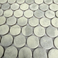 Tenedos HTCFD Mint Grey Satin Porcelain Penny Round Mosaic Tile Sheet – Premium Penny Tile for Bathroom Walls, Shower Floors, Kitchen Backsplash and Indoor Use (1 Sheet)