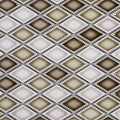 Brown Diamond Pattern Handmade Porcelain Mosaic Tile – 1 Sheet for Kitchen & Bathroom Wall Backsplash