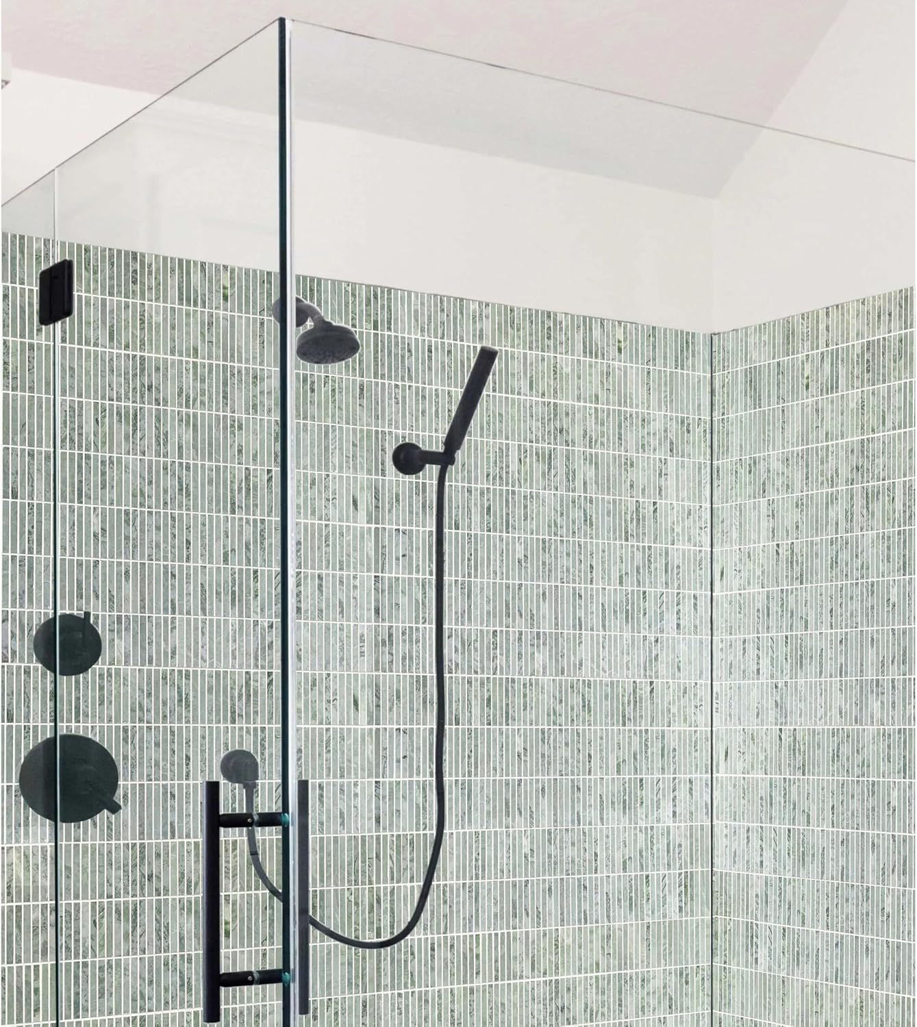 Tenedos Green Mist Honed Marble Tile – 2” x 8” Premium Natural Stone for Bathroom Floor, Shower Walls, Kitchen Backsplash, Fireplace Surround & Indoor Wall/Floor (1 Sheet)