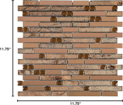 Brown Metallic Glass & Steel Designer Mosaic Tile - Premium Accent Sheet