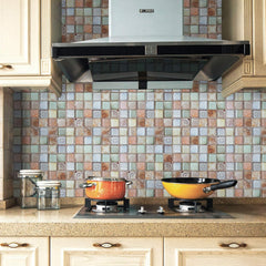 Retro Orange Glass Accent Panel – 2x2 Vintage Decorative Wall Piece for Kitchen & Bathroom – 1 Sheet