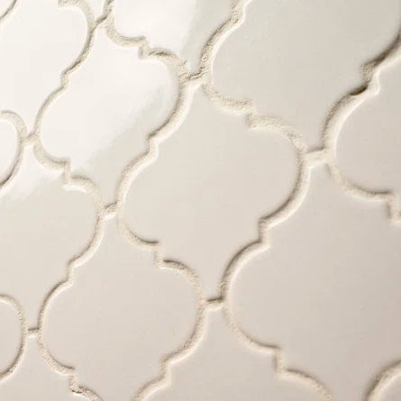 Antique White Arabesque 11 in. x 15 in. Glossy Ceramic Mesh-Mounted Mosaic Floor and Wall Tile by MSI (11.7 sq. ft. /case)