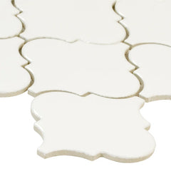 MSI Whisper White Arabesque 10-1/2 in. x 15-1/2 in. x 8mm Glazed Ceramic Mesh-Mounted Mosaic Wall Tile