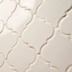 Antique White Arabesque 11 in. x 15 in. Glossy Ceramic Mesh-Mounted Mosaic Floor and Wall Tile by MSI (11.7 sq. ft. /case)