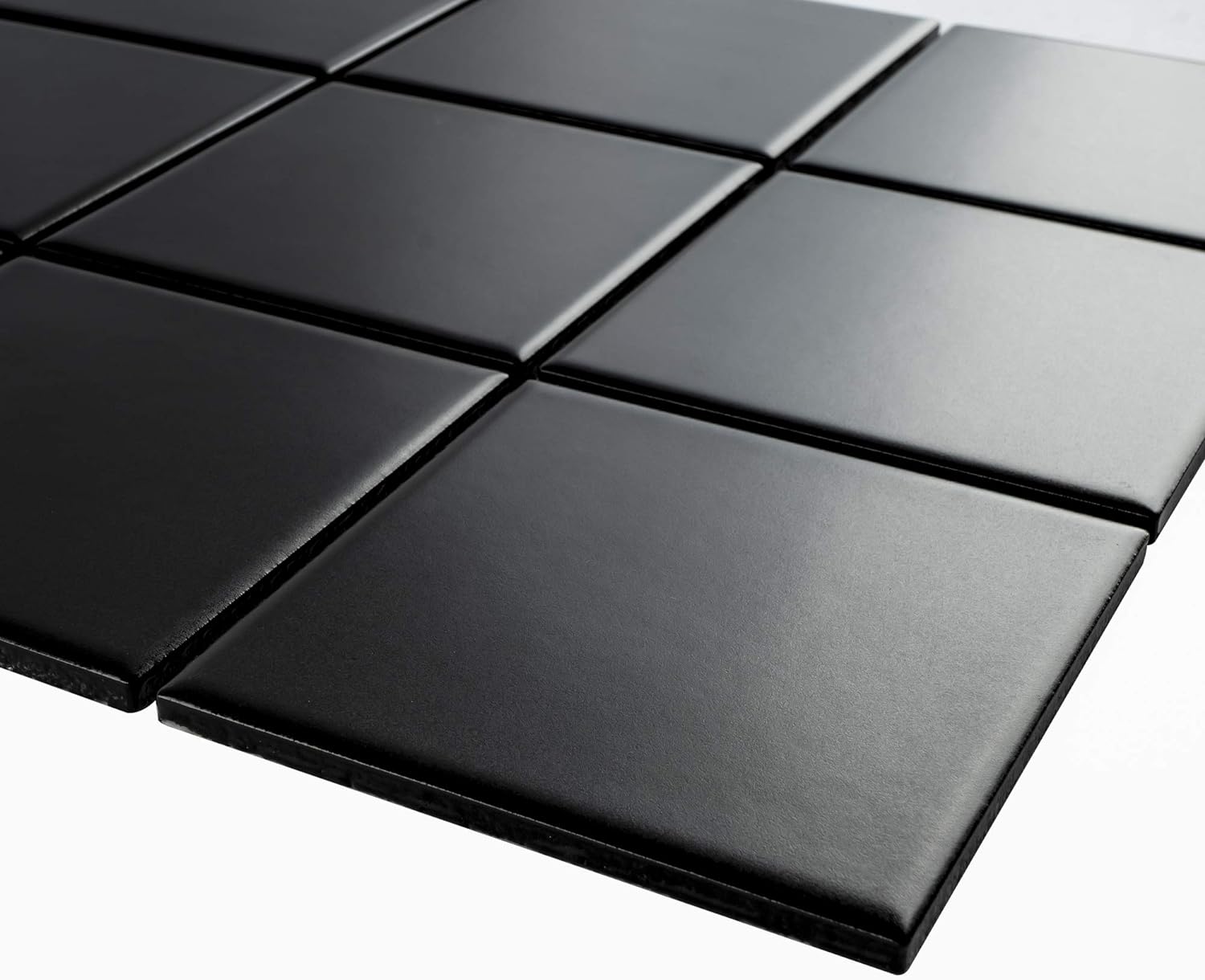 BT-PM14 4" x 4" Square Black Porcelain (Matt Finish) Floor & Wall Tile Mosaic Tile