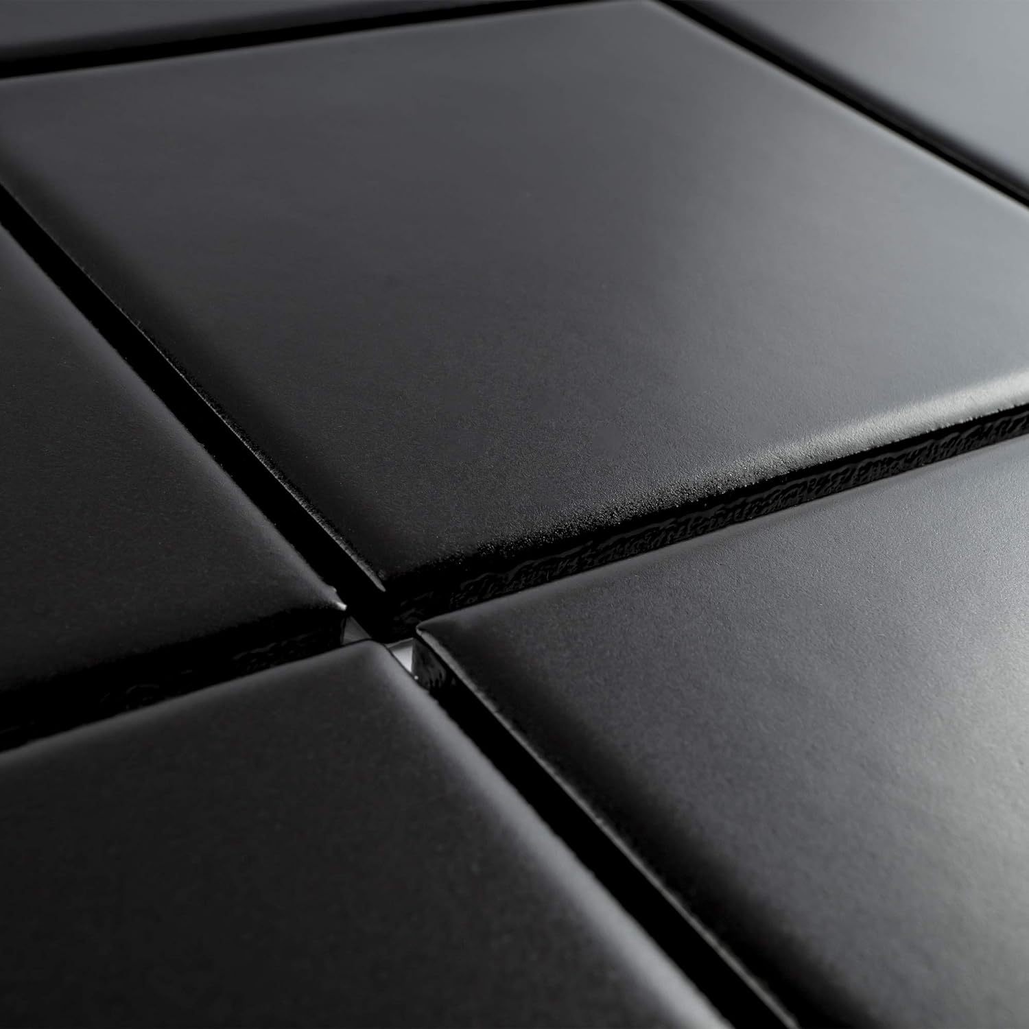 BT-PM14 4" x 4" Square Black Porcelain (Matt Finish) Floor & Wall Tile Mosaic Tile