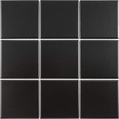 BT-PM14 4" x 4" Square Black Porcelain (Matt Finish) Floor & Wall Tile Mosaic Tile