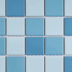 BT-PM21 2" x 2" Square Creamy Light Blue Porcelain (Polish Finish) Floor & Wall Tile & Pool Tile Mosaic Tile 11-3/4 in. x 11-3/4 in. x 6mm (Thickness)