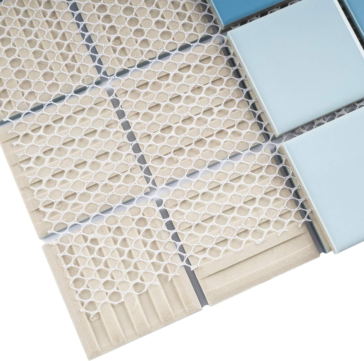 BT-PM21 2" x 2" Square Creamy Light Blue Porcelain (Polish Finish) Floor & Wall Tile & Pool Tile Mosaic Tile 11-3/4 in. x 11-3/4 in. x 6mm (Thickness)