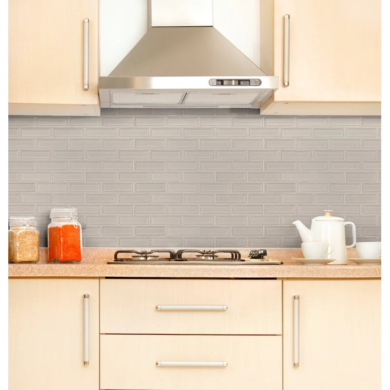 Portico Pearl Beveled 12 in x 12 in. Glossy Crackled Ceramic Mesh-Mounted Mosaic Wall Tile by MSI (10 sq. ft./Case) 94
