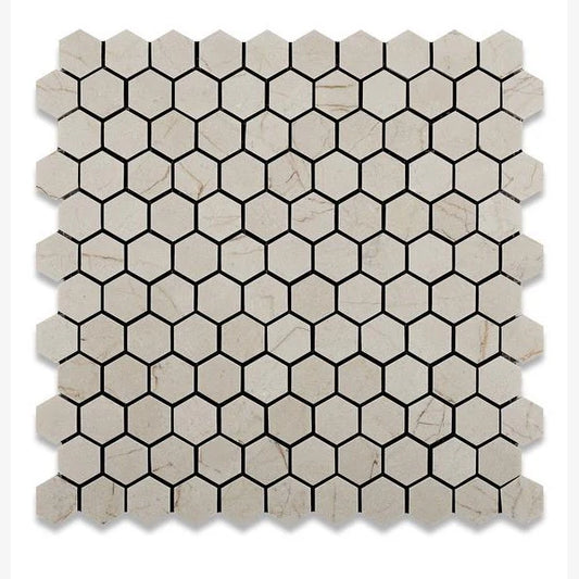 Tenedos Crema Marfil 1" Hexagon Polished/Honed Mosaic Tile