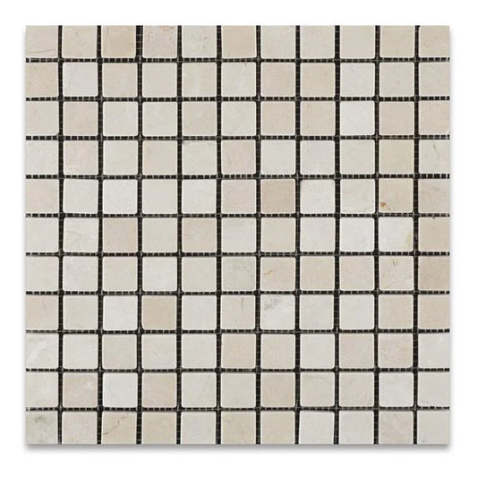 Crema Marfil 1x1 Tumbled Mosaic Tile 1 pcs