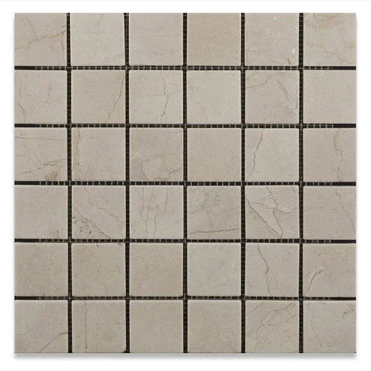 Tenedos Crema Marfil 2x2 Tumbled Mosaic Tile- 1 piece