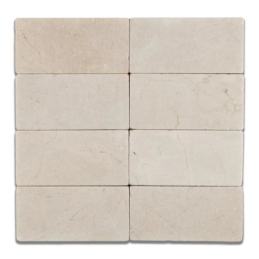 Tenedos Crema Marfil 3x6 Tumbled Subway Tile