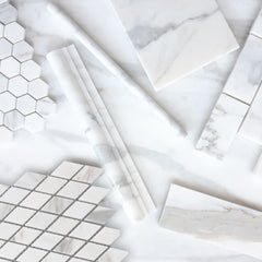 Calacatta Gold Italian Marble Large Diamond Mosaic Tile Polished