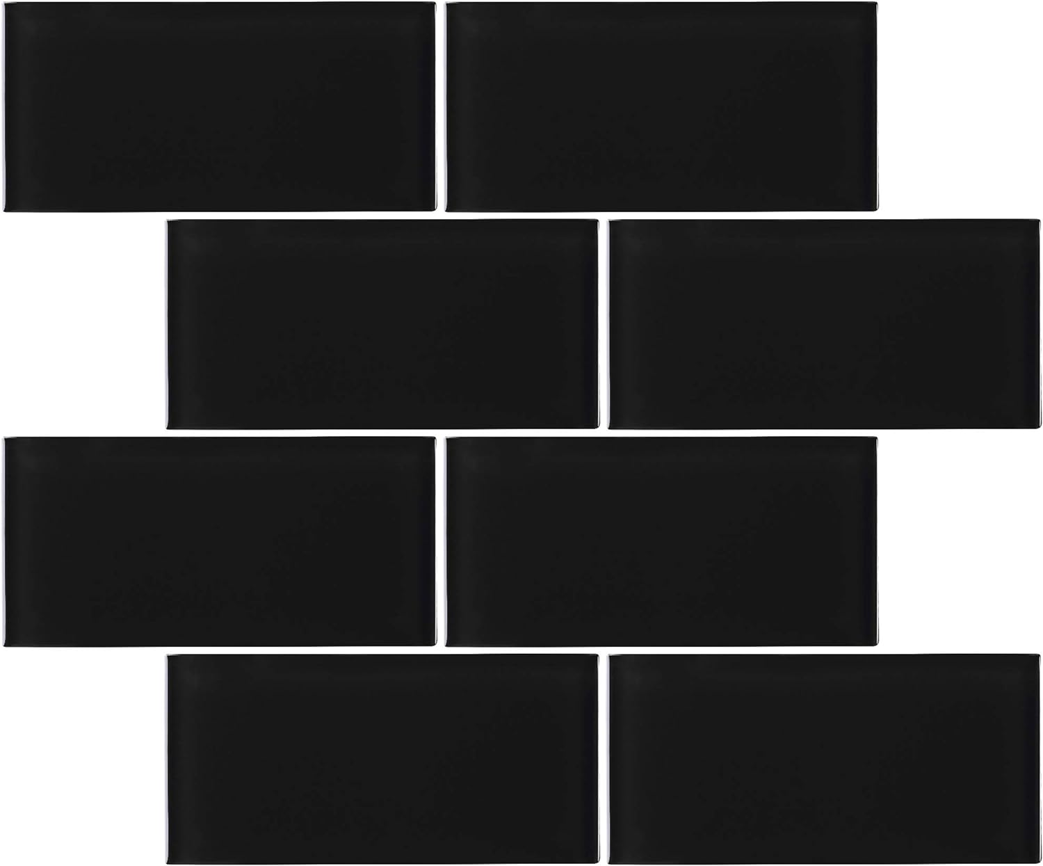TCSAG-04 3x6 Black Glass Subway Wall Tile -Kitchen and Bath Backsplash