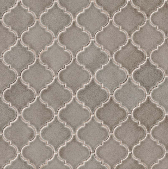 Dove Gray Arabesque 1 in. x 15 in. Glossy Ceramic Mesh-Mounted Mosaic Wall Tile by MSI (11.7 sq. ft. / case)