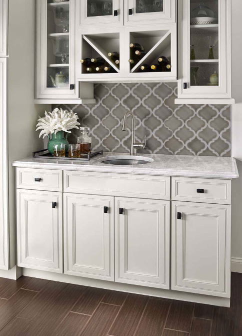 Dove Gray Arabesque 1 in. x 15 in. Glossy Ceramic Mesh-Mounted Mosaic Wall Tile by MSI (11.7 sq. ft. / case)