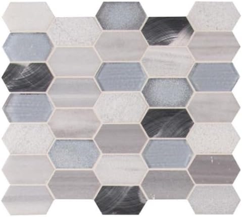 Harlow Picket 12x12x8 mm Glass Metal Stone Mesh-Mounted Mosaic Wall Tile