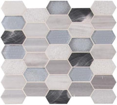 Harlow Picket 12 in. x 12 in. x 8 mm Glass Metal Stone Mesh-Mounted Mosaic Wall Tile